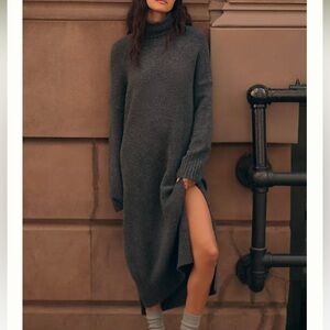 Anthropologie Cozy Gray Turtleneck Sweater Dress